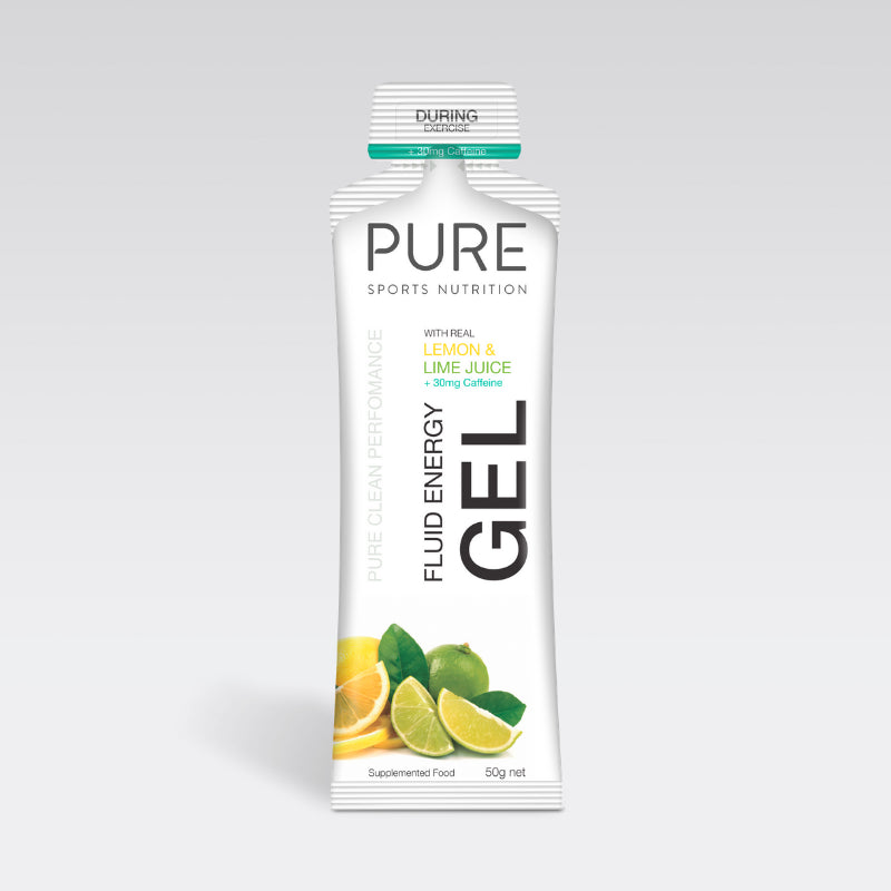 Pure - 50g Fluid Energy Gels - Lemon&Lime + Caffeine