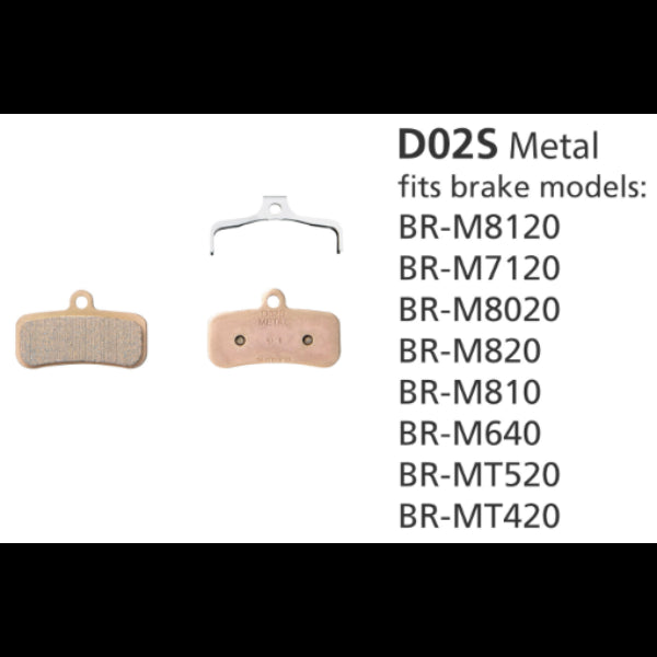 Shimano BR-M810 Disc Brake Pads D02S Metallic Pad &amp; Spring 1 Pair